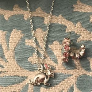 Pink Gem Bunny Rabbit Jewelry Set